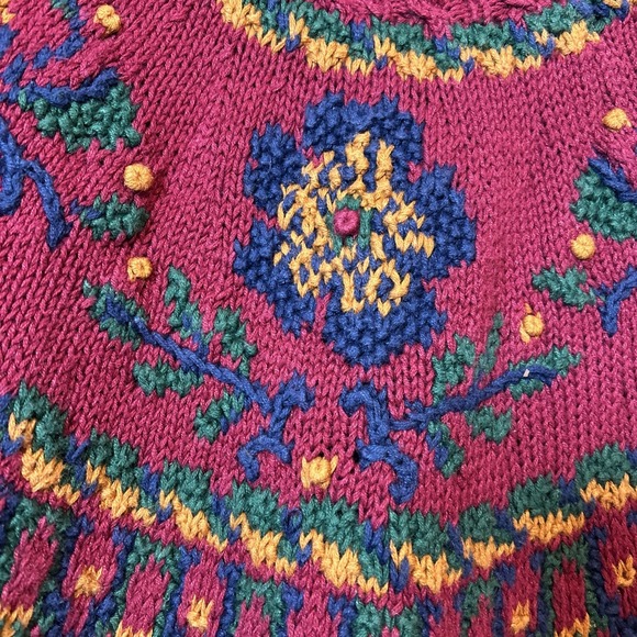 Vtg Signatures By Northern Isles Women M Sweater Floral Cable Knit By Hand 6288 - Picture 6 of 12